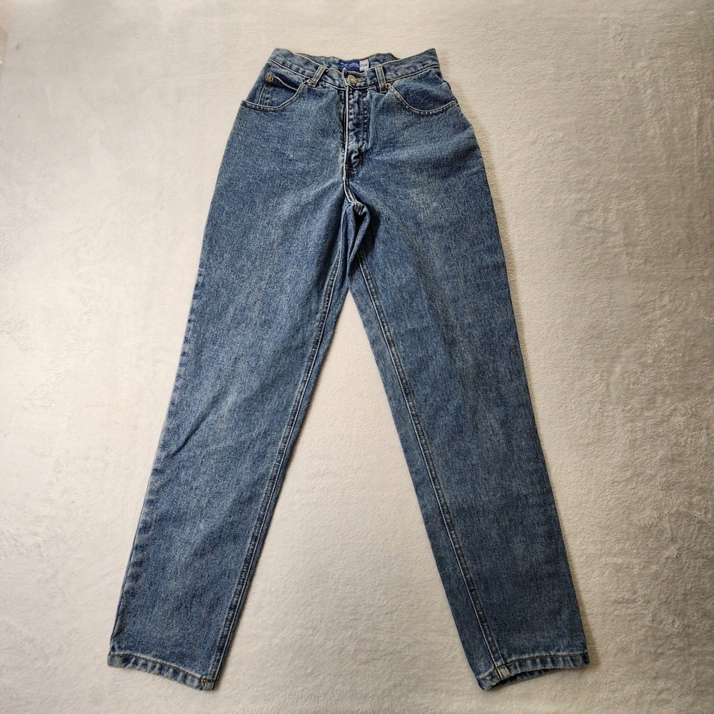 Vintage 90s Mom Jeans Womens 3/4 Blue Denim‎ High Rise Tapered 25W 28L Pants